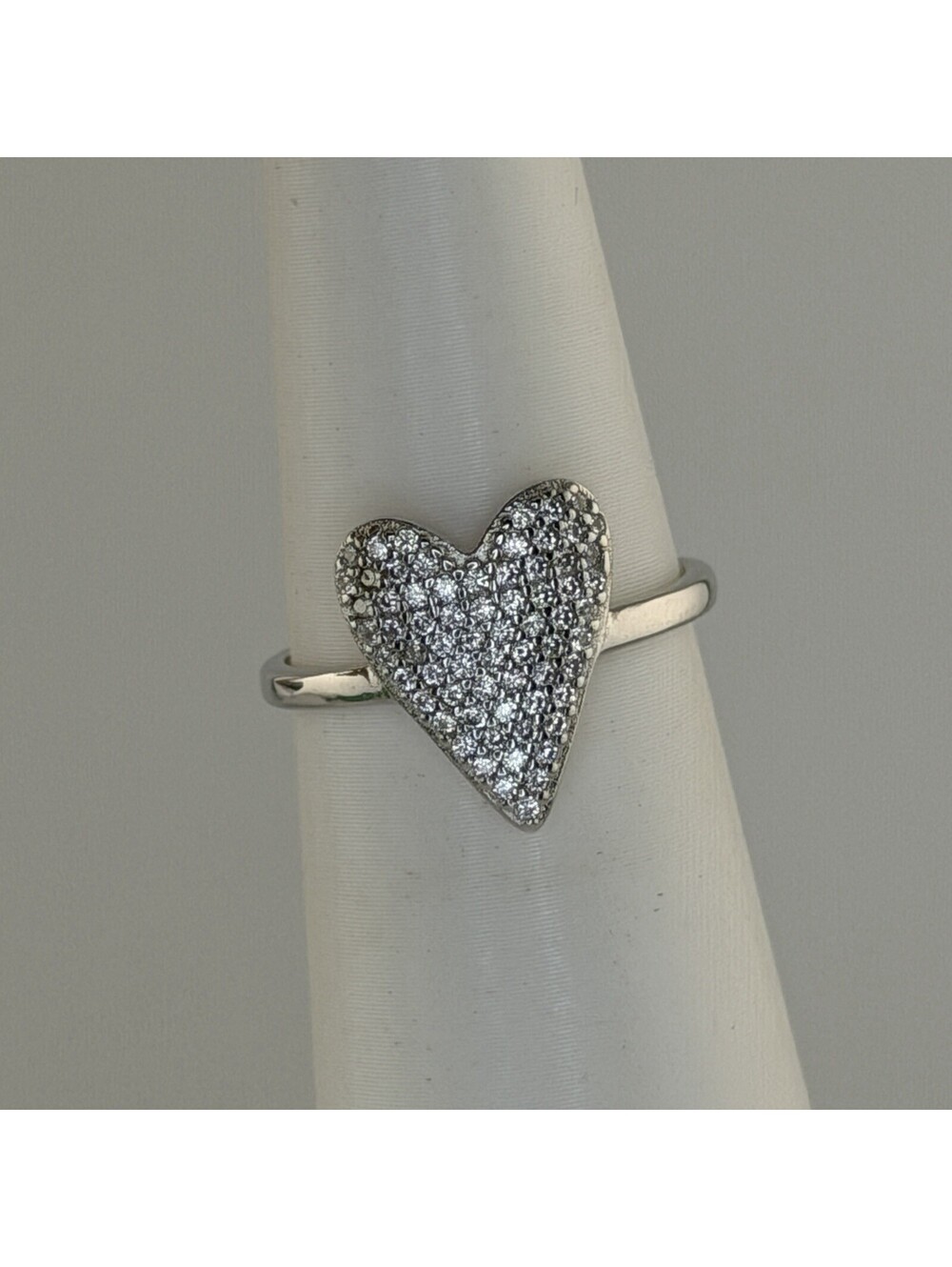 Ryze Party Pave Bestie HEART Ring Sz 6 Poetic White Frost .925 Sterling Silver
